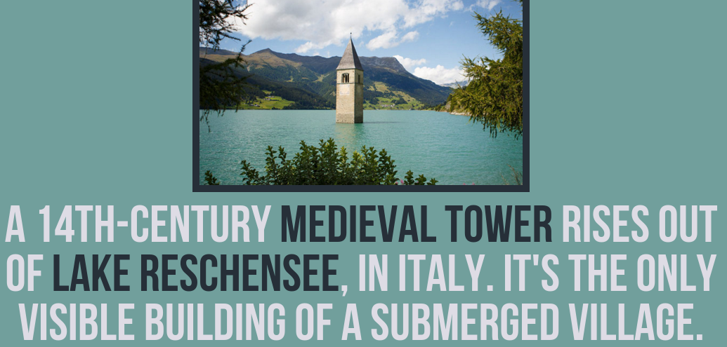 evan buday - A 14THCentury Medieval Tower Rises Out Of Lake Reschensee, In Italy. It'S The Only Visible Building Of A Submerged Village.