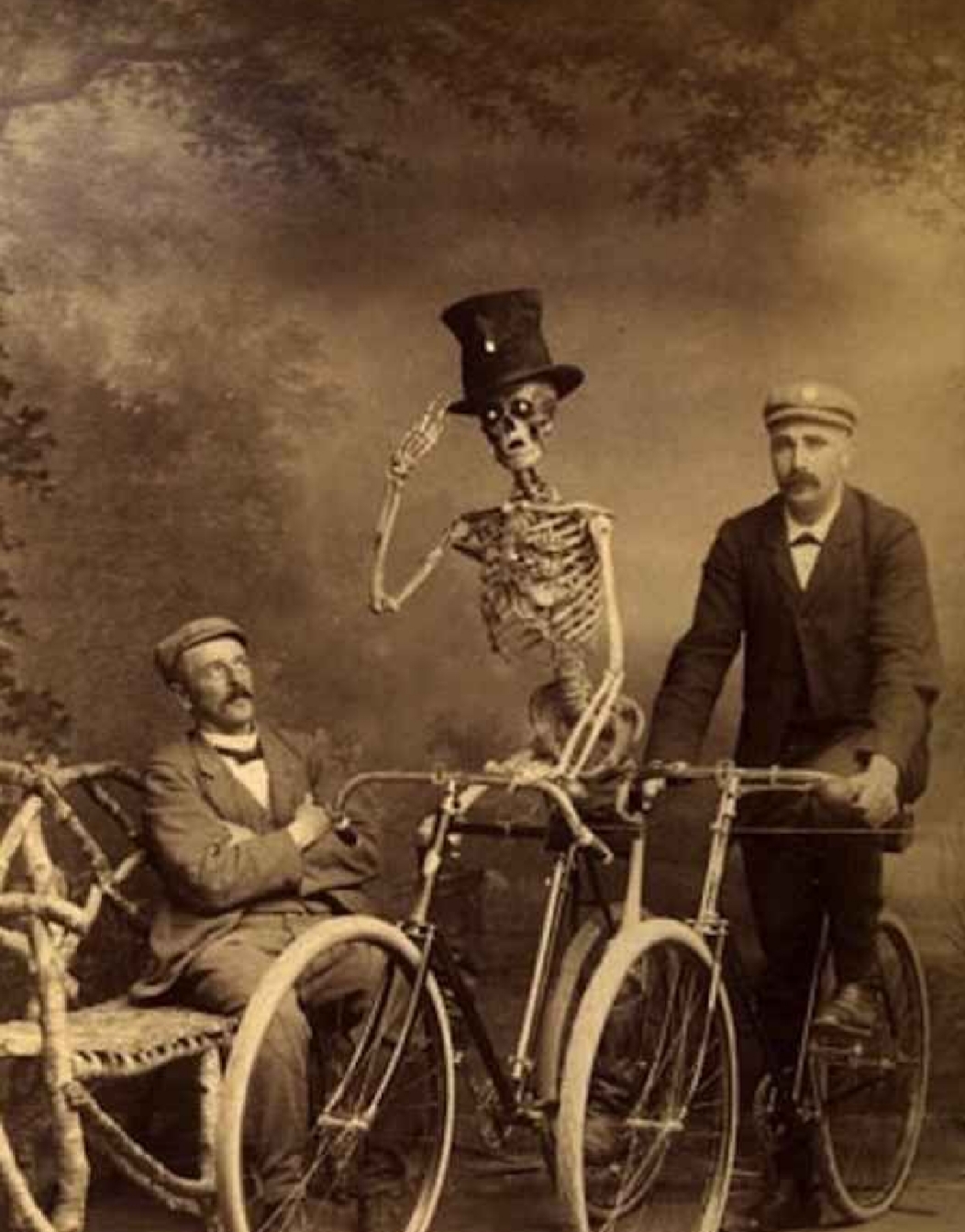 skeleton on a bicycle