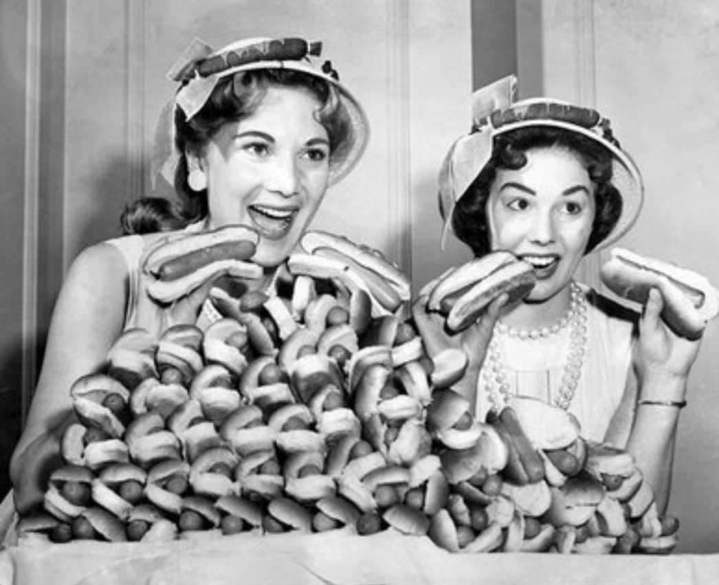 vintage hot dog eating