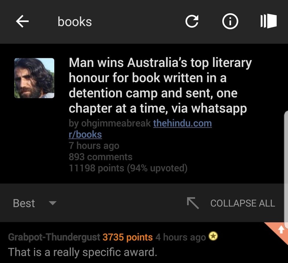 brisbane australia's new world city - f books Man wins Australia's top literary honour for book written in a detention camp and sent, one chapter at a time, via whatsapp by ohgimmeabreak thehindu.com rbooks 7 hours ago 893 11198 points 94% upvoted Best K 