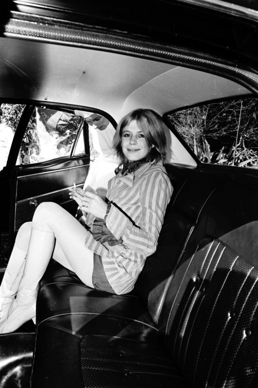 August 6 1969. Sydney. Marianne  Faithfull leaves a hospital she got into after she overdosed on drugs. Photo George Lipman.