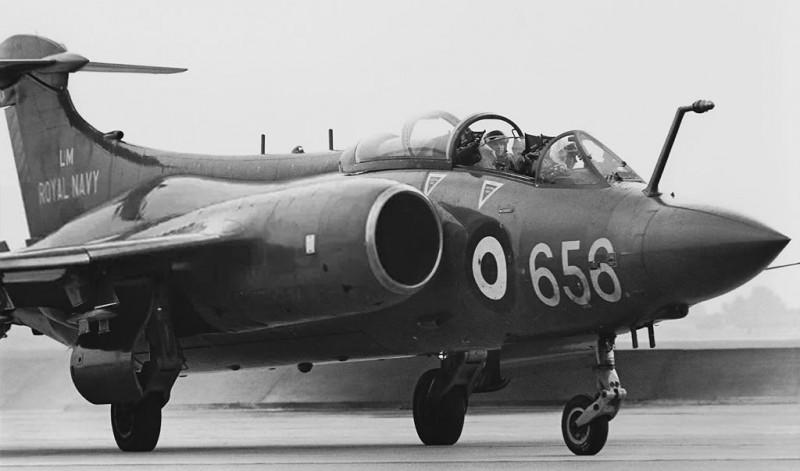 August 1969. Hawker Siddeley Buccaneer S.2. in Somerset, Britain.