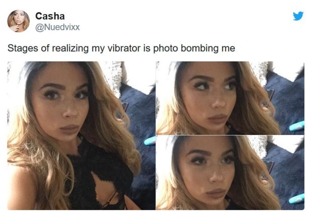 girl - Casha Stages of realizing my vibrator is photo bombing me