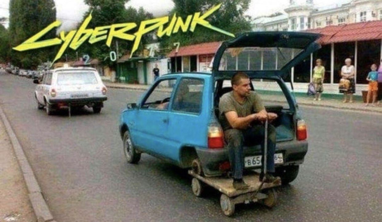 cyberpunk 2077 - using a roller cart as a wheel