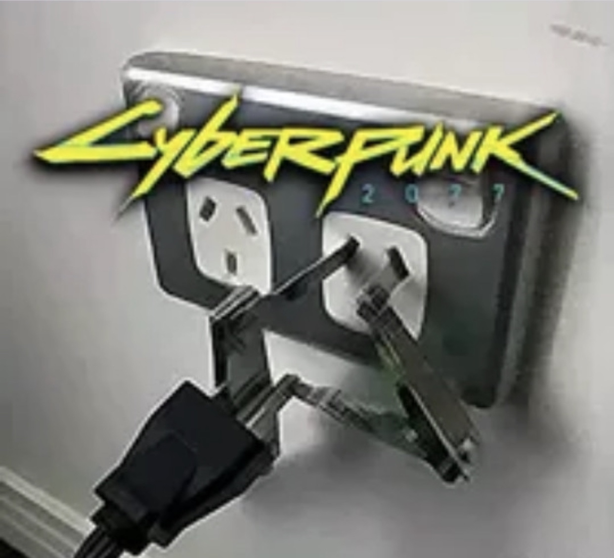 cyberpunk 2077 memes - Punk 2077 - using a U.S. plug on in a different type of outlet