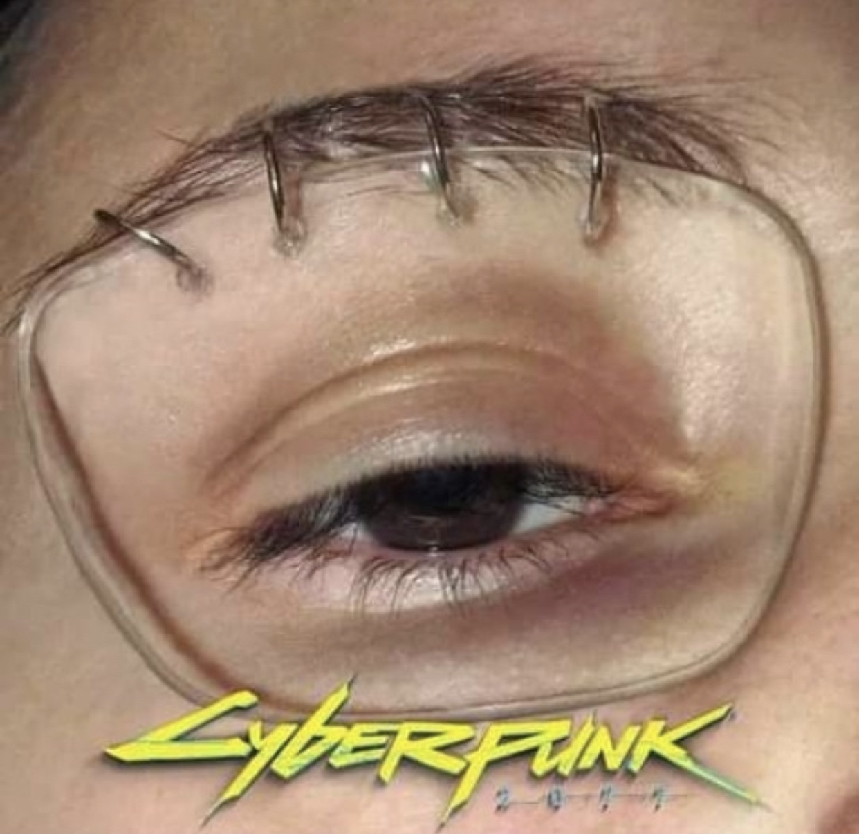 tattoo eyebrows meme - glasses held up by eyebrow rings