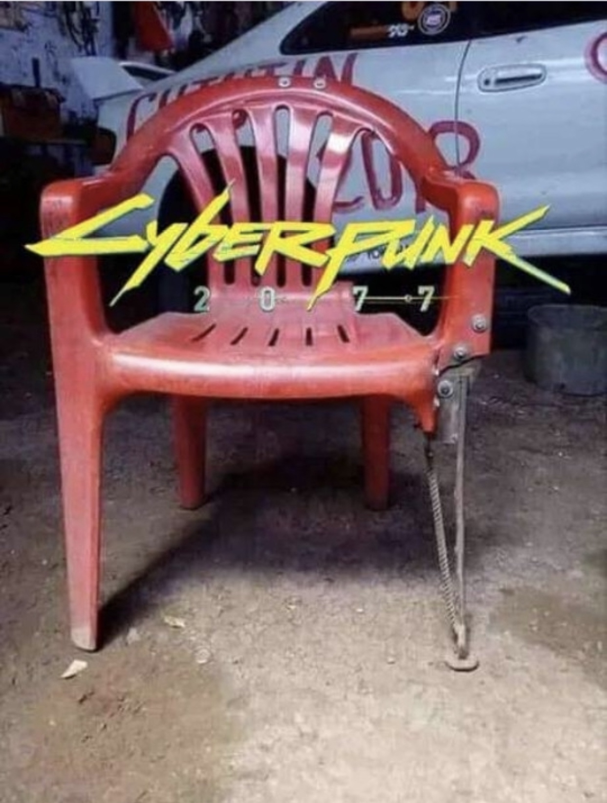 cyberpunk 2077 memes - 2077 - homemade chair fix