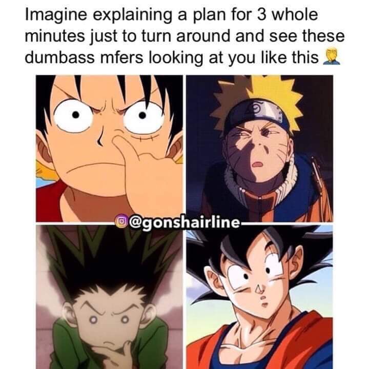 monkey d luffy - Imagine explaining a plan for 3 whole minutes just to turn around and see these dumbass mfers looking at you this @