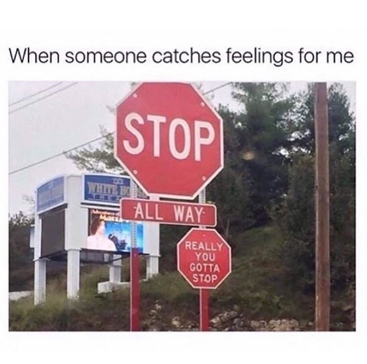 stop sign funny quotes - When someone catches feelings for me Stop All Way Really You Gotta Stop