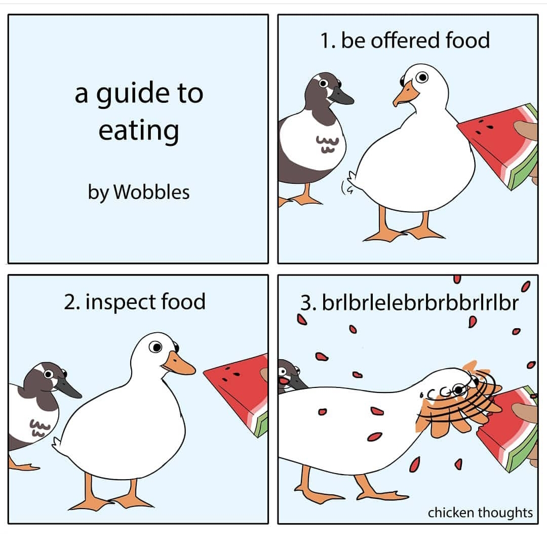 guide to eating ass meme - 1. be offered food a guide to eating by Wobbles 2. inspect food 3. brlbrlelebrbrbbrlrlbr chicken thoughts