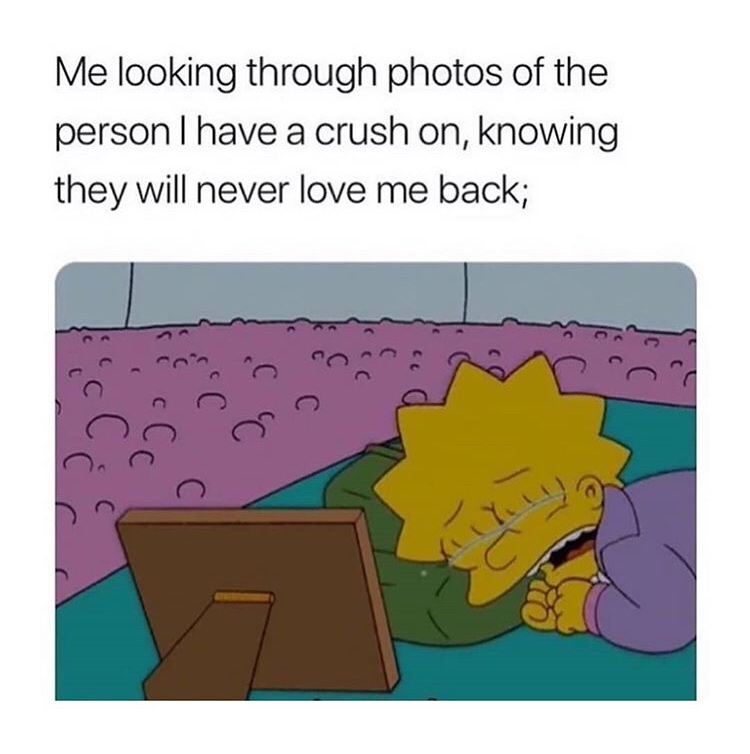 life quote - Me looking through photos of the person I have a crush on, knowing they will never love me back; non