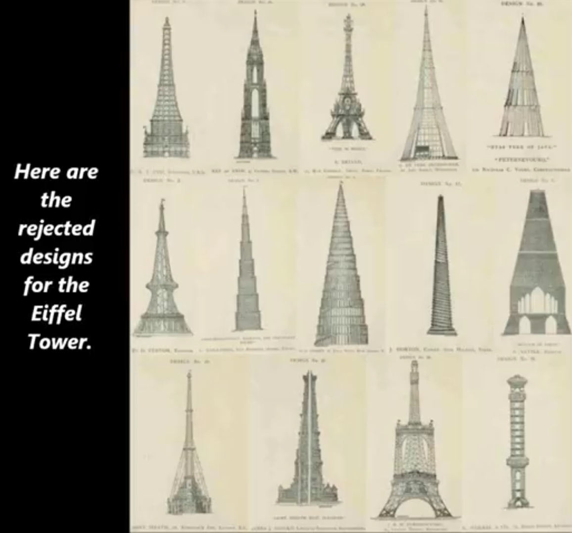 eiffel tower rejected designs - Here are the rejected designs for the Eiffel Tower.