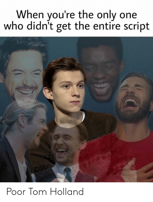 marvel memes - When you're the only one who didn't get the entire script Poor Tom Holland