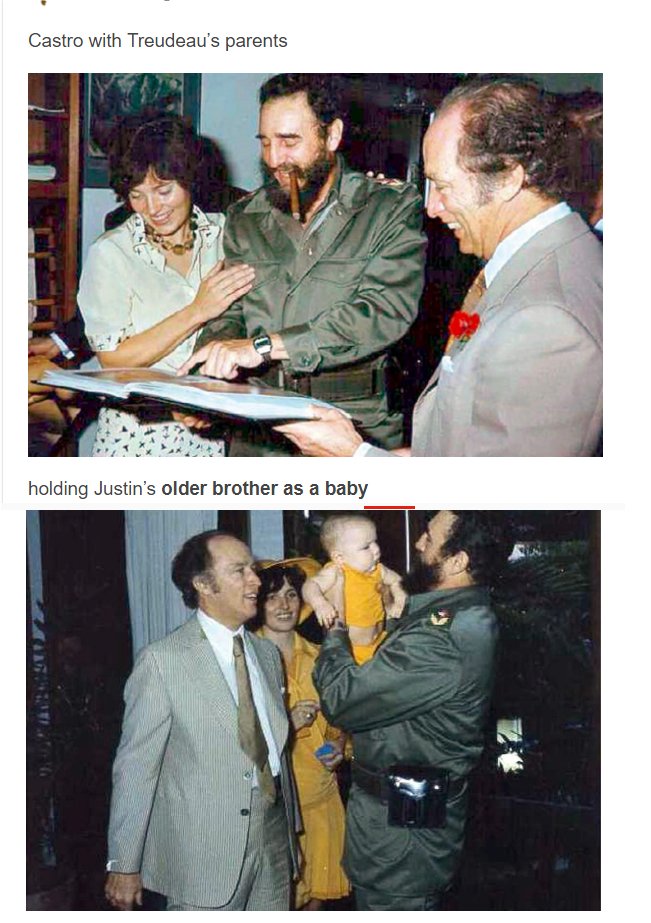 Castro with Treudeau's parents holding Justin's older brother as a baby