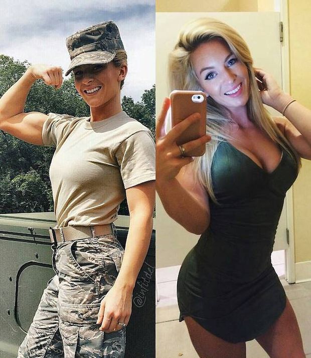 women in uniform - find a girl that can do both -