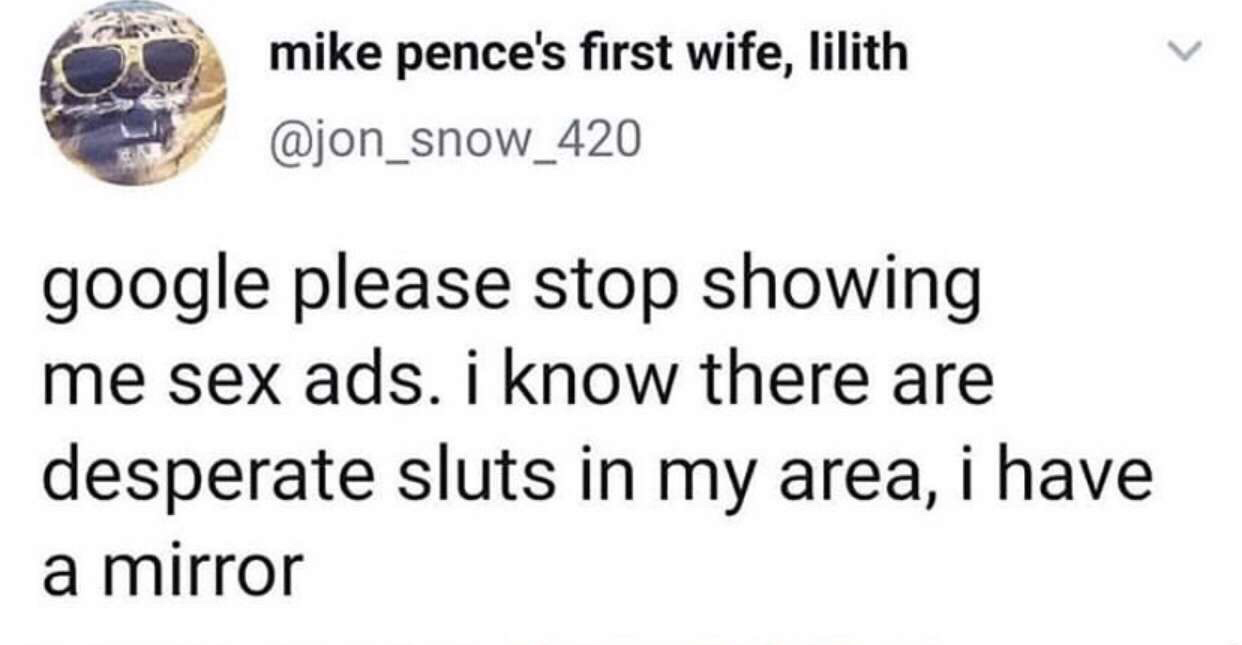 has kathleen zellner had a stroke - mike pence's first wife, lilith google please stop showing me sex ads. i know there are desperate sluts in my area, i have a mirror