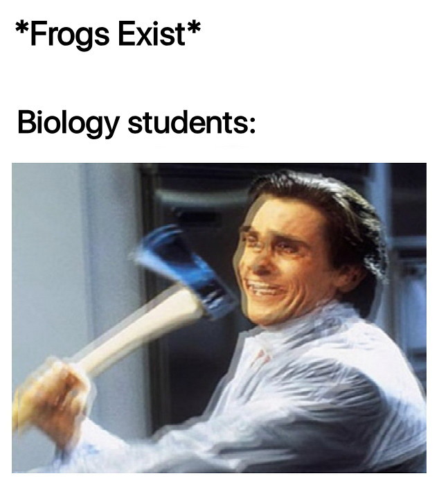 random memes - Frogs Exist Biology students