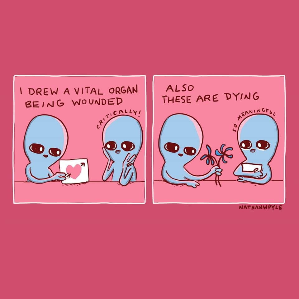 nathan w pyle comics aliens - I Drew A Vital Organ Being Wounded Also These Are Dying Tically, Caningf Critic Som Nathanwpyle