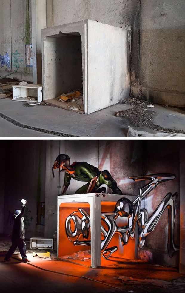 Graffiti Artist Turns A Slab Of Concrete Into 3D Art