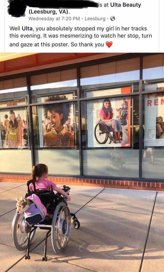 ulta wheelchair ad - mis at Ulta Beauty Leesburg, Va. Wednesday at . Leesburg. Well Ulta, you absolutely stopped my girl in her tracks this evening. It was mesmerizing to watch her stop, turn and gaze at this poster. So thank you Ren Tutti