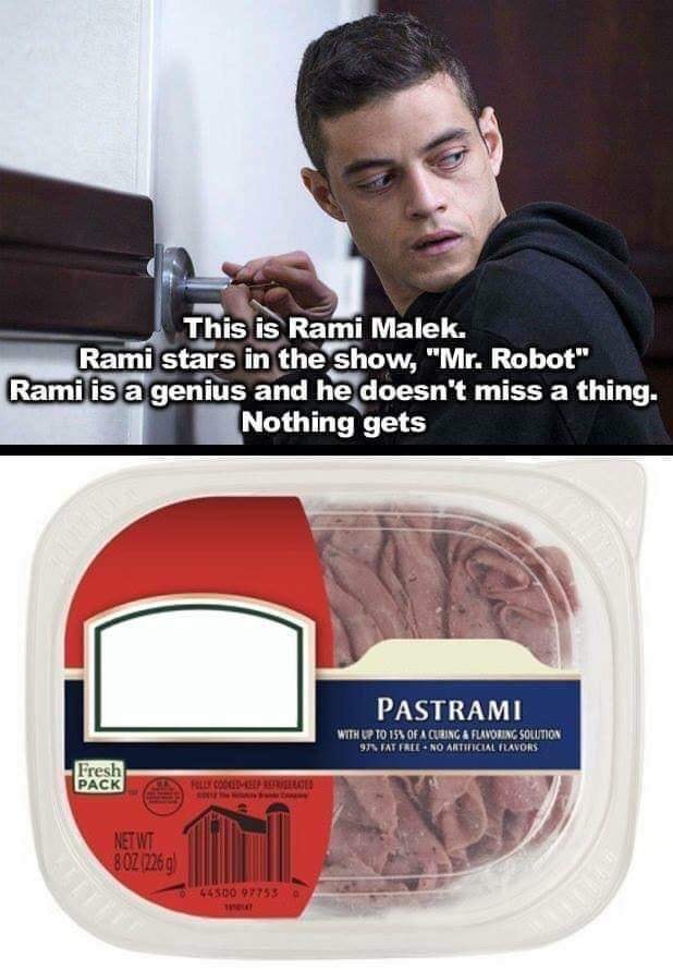 mr robot lock pick - This is Rami Malek. Rami stars in the show, "Mr. Robot" Rami isagenius and he doesn't miss a thing. Nothing gets Pastrami With Up To 158 Of Acubing & Flavoting Solution 971 Fat Free No Artificial Favors Fresh Pack Compreses Netwt 8 Oz