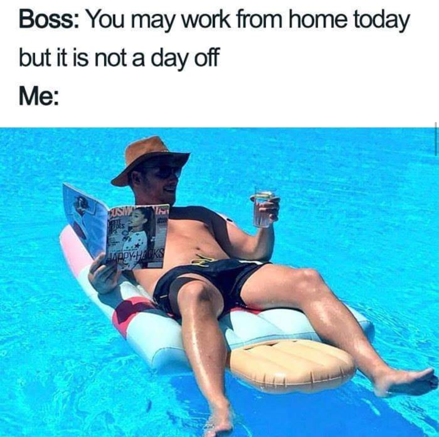 you can work from home but - Boss You may work from home today but it is not a day off Me Kohes