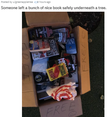 Posted by wgreenappletree hours ago Someone left a bunch of nice book safely underneath a tree Th f Stephen He Kan Therapy Free