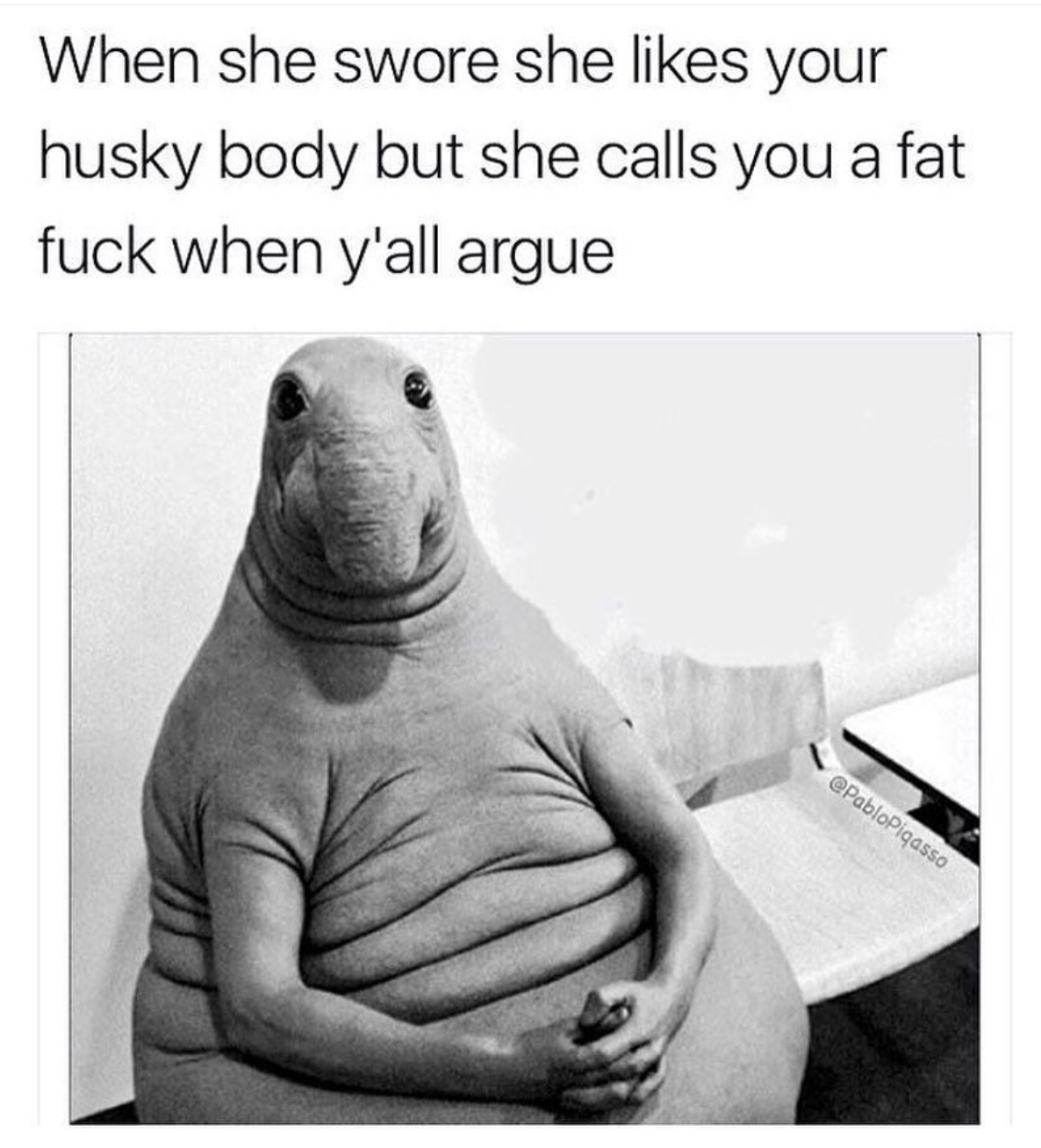 she says she likes you fat meme - When she swore she your husky body but she calls you a fat fuck when y'all argue Pablo Picasso