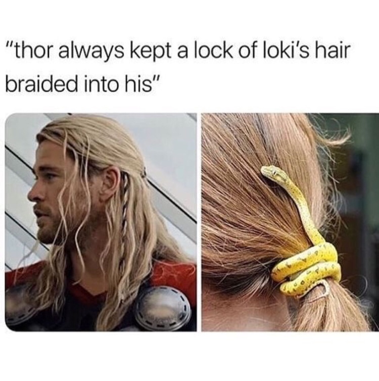 thor loki hair braid - "thor always kept a lock of loki's hair braided into his"