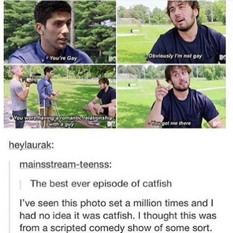 catfish im not gay - You're Gay Obviously I'm not gay You were thaving a romantic relationship with a guy You got me there heylaurak mainsstreamteenss The best ever episode of catfish I've seen this photo set a million times and I had no idea it was catfi