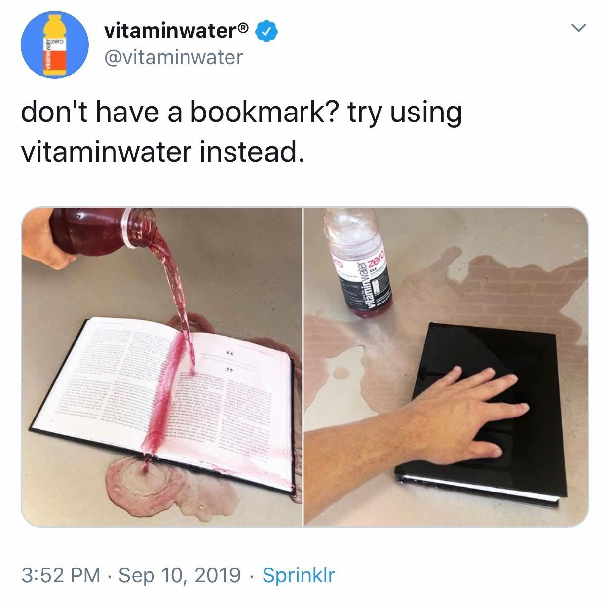 material - vitaminwater don't have a bookmark? try using vitaminwater instead. . Sprinklr