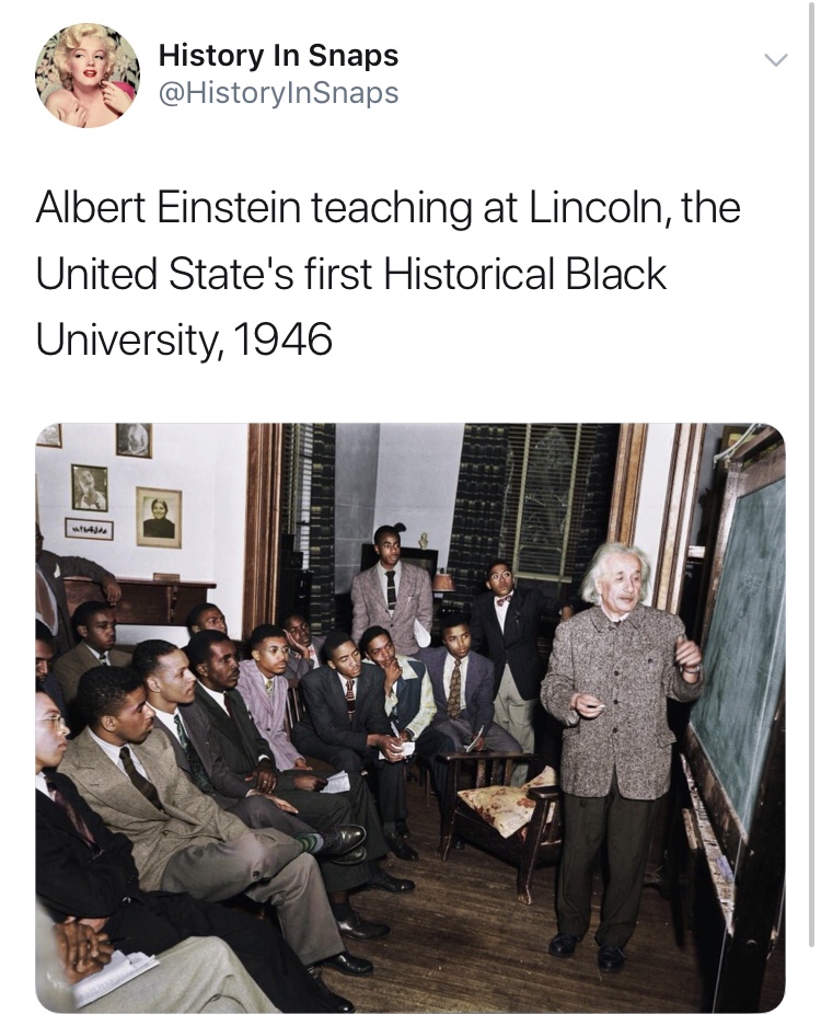 history photo - albert einstein and black men - History In Snaps Albert Einstein teaching at Lincoln, the United State's first Historical Black University, 1946