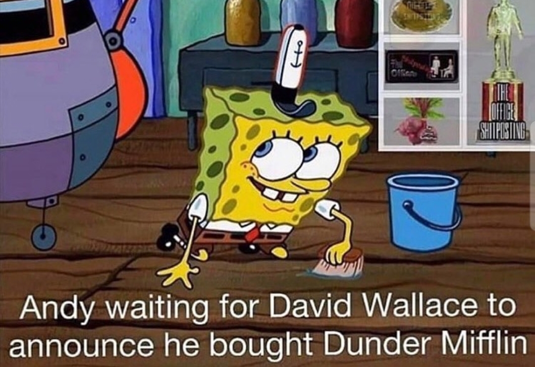 The Office - Andy waiting for David Wallace to announce he bought Dunder Mifflin