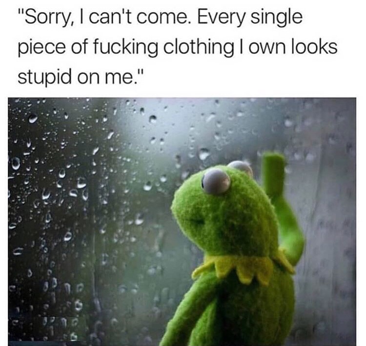 sometimes i wonder kermit meme blank - "Sorry, I can't come. Every single piece of fucking clothing I own looks stupid on me."