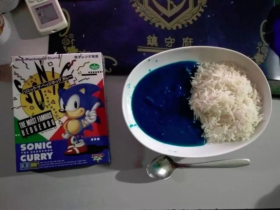 cursed_sonic the hedgehog curry - PrePackaged Curry 02a The Most Famous DHeigehoga worred Sonic Curry Rher