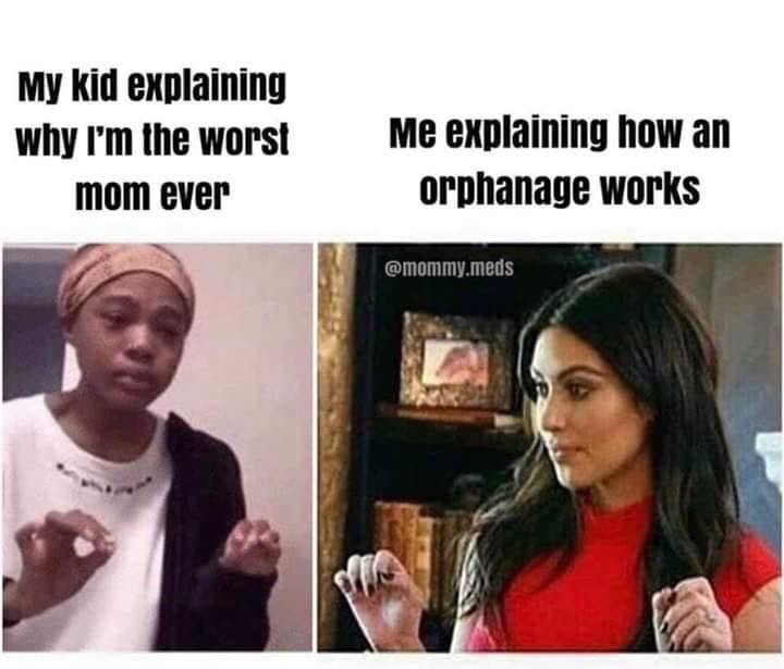 me explaining to my dog meme - My kid explaining why I'm the worst mom ever Me explaining how an orphanage works .meds