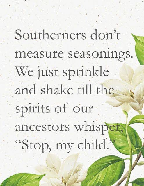 ancestors seasoning meme - Southerners don't measure seasonings. We just sprinkle and shake till the spirits of our ancestors whisp Stop, my child.