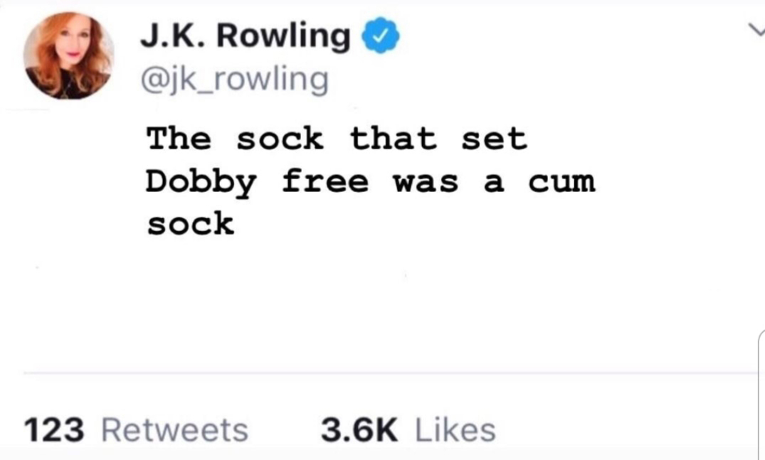 meme diagram - J.K. Rowling The sock that set Dobby free was a cum sock 123