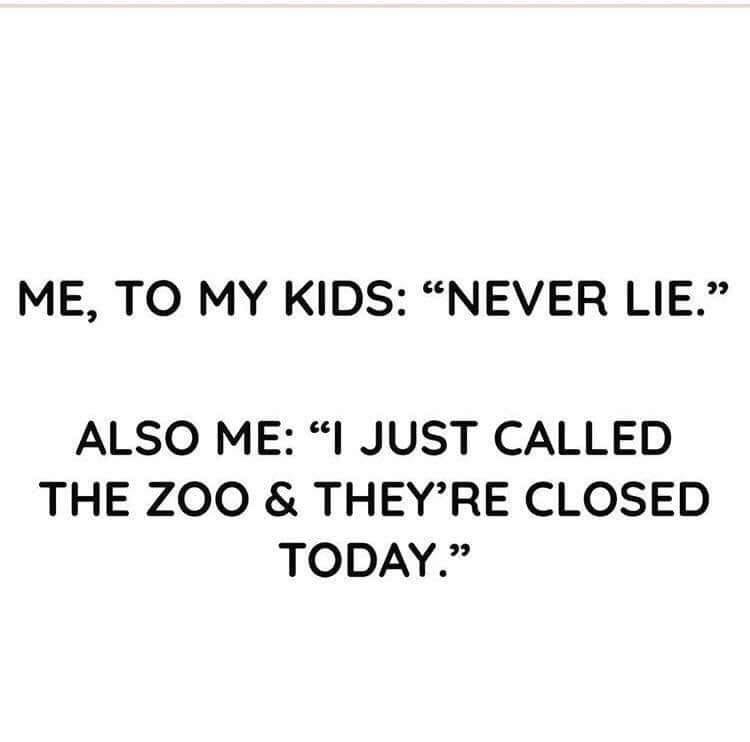 document - Me, To My Kids "Never Lie. Also Me "I Just Called The Zoo & They'Re Closed Today.