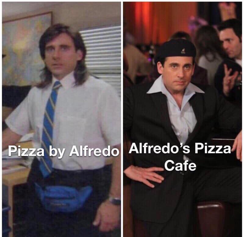 michael scott ed truck meme template - Pizza by Alfredo Alfredo's Pizza Cafe