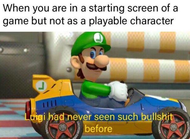 luigi had never seen such bullshit before - When you are in a starting screen of a game but not as a playable character Luigi had never seen such bullshit 1000 before
