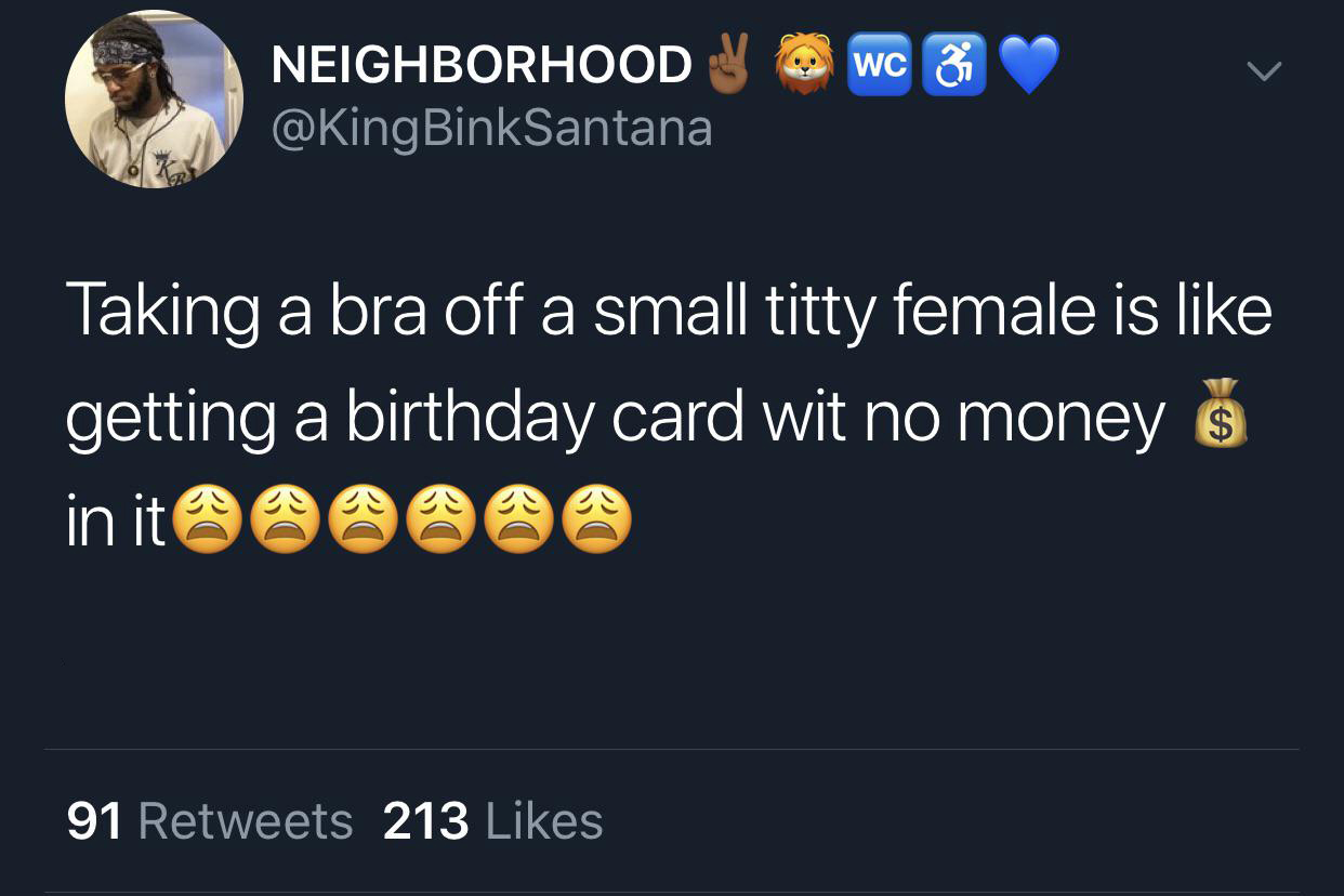 atmosphere - Neighborhood V 30 v Taking a bra off a small titty female is getting a birthday card wit no money $ in it0000 91 213