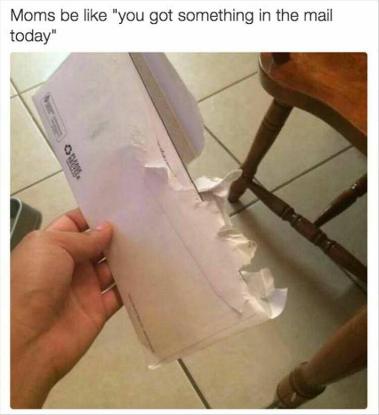 your mom you got mail meme - Moms be "you got something in the mail today"