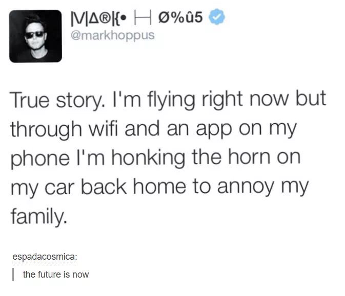 meme english phrases kpop songs - Ma{ H%5 True story. I'm flying right now but through wifi and an app on my phone I'm honking the horn on my car back home to annoy my family. espadacosmica the future is now