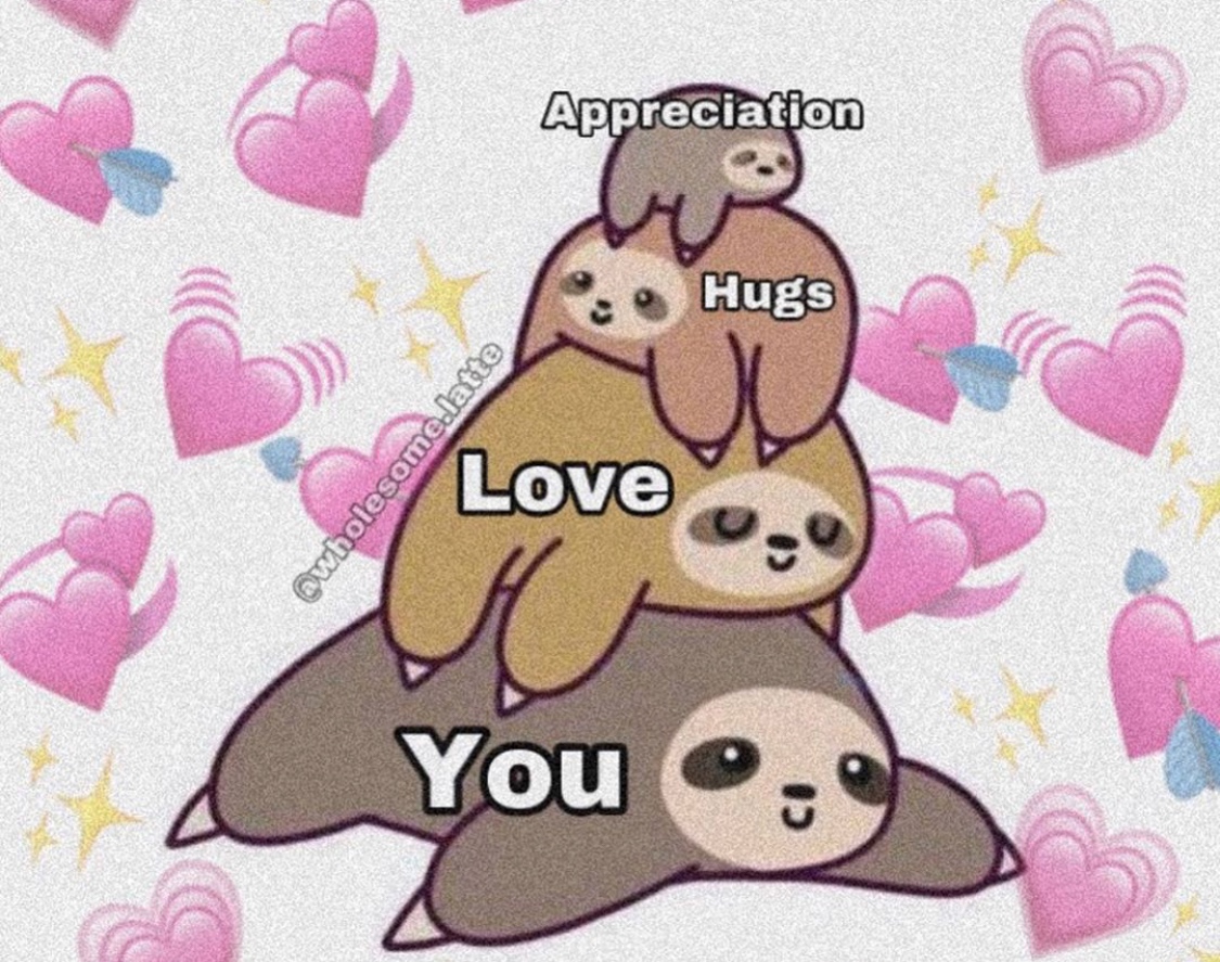 meme sloth stack - Appreciation Hugs Love wholesome.latte You ..