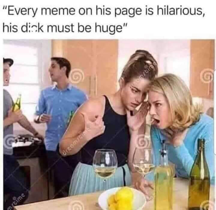 his memes are hilarious his dick must - "Every meme on his page is hilarious, his dick must be huge" time