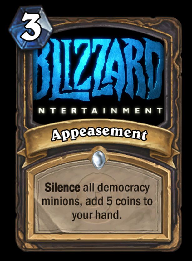 blizzard entertainment - Bizzard Ntertainment Appeasement Silence all democracy minions, add 5 coins to your hand.