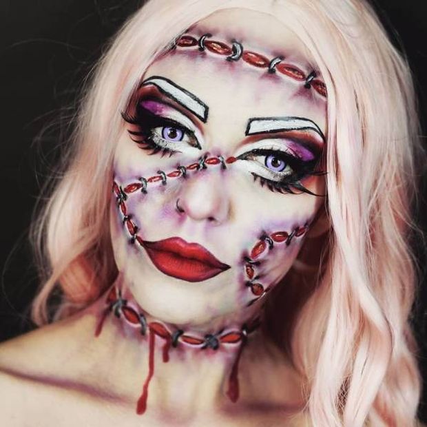 halloween costume diy - face stiches
