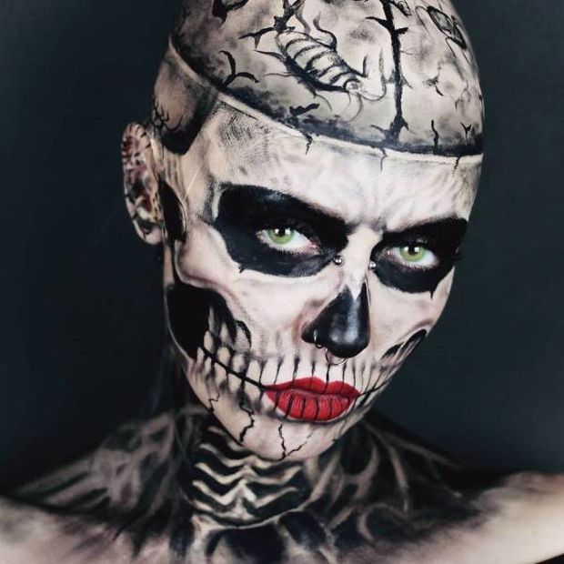 halloween costume diy - head and brain skeleton