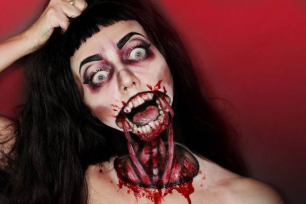 halloween makeup diy - zombie head ripped off